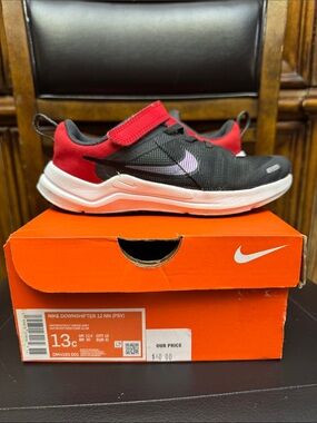 Nike Kids Black, Red & Purple Sneaker with Hook-and-Loop Strap